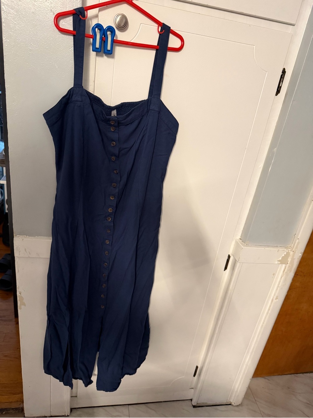 Women's RVCA Navy Button-Front Sundress with Straps